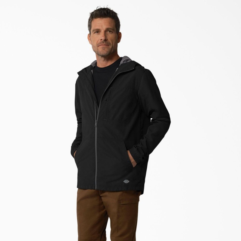 Men's Dickies ProTect Cooling Hooded Ripstop Jacket Black | 185902JKY