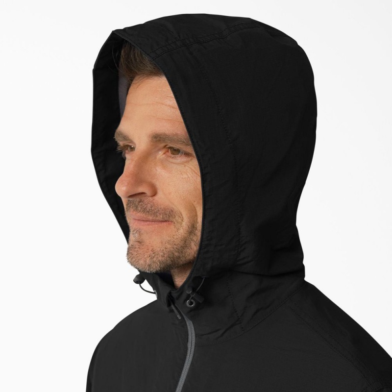 Men's Dickies ProTect Cooling Hooded Ripstop Jacket Black | 185902JKY