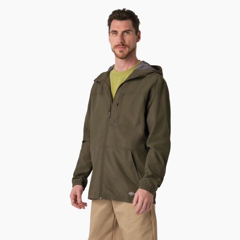 Men's Dickies ProTect Cooling Hooded Ripstop Jacket Green | 479183WFG