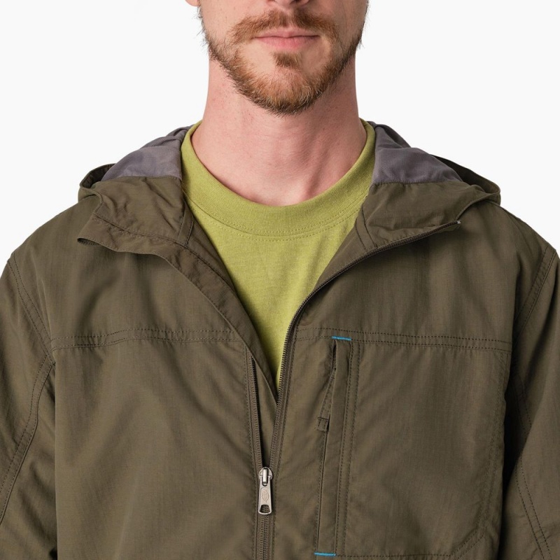 Men's Dickies ProTect Cooling Hooded Ripstop Jacket Green | 479183WFG