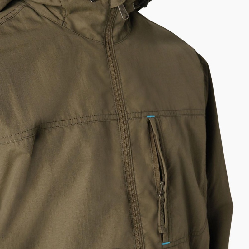 Men's Dickies ProTect Cooling Hooded Ripstop Jacket Green | 479183WFG