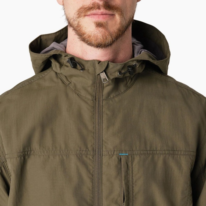 Men's Dickies ProTect Cooling Hooded Ripstop Jacket Green | 479183WFG