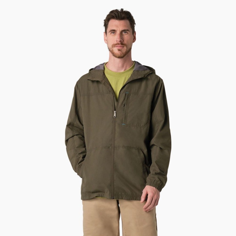 Men\'s Dickies ProTect Cooling Hooded Ripstop Jacket Green | 479183WFG