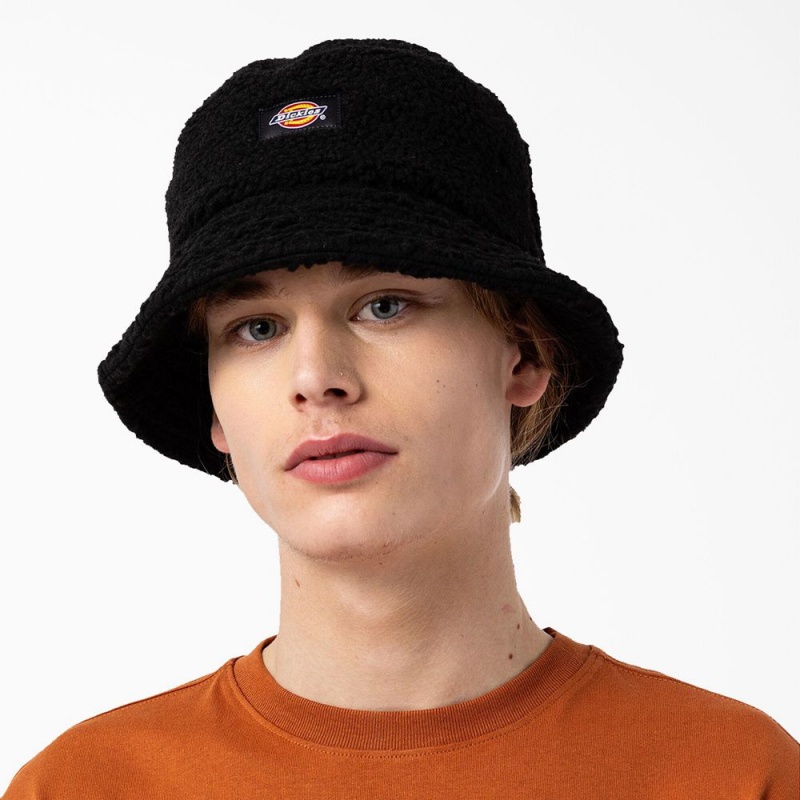 Men's Dickies Red Chute Fleece Bucket Hat Black | 241938EZF