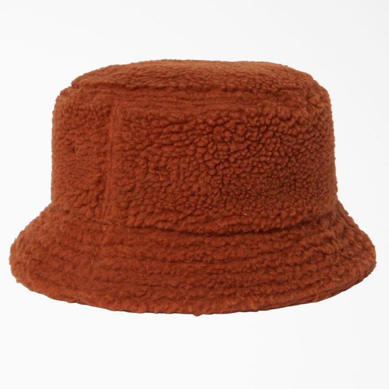 Men's Dickies Red Chute Fleece Bucket Hat Brown | 726583MRP