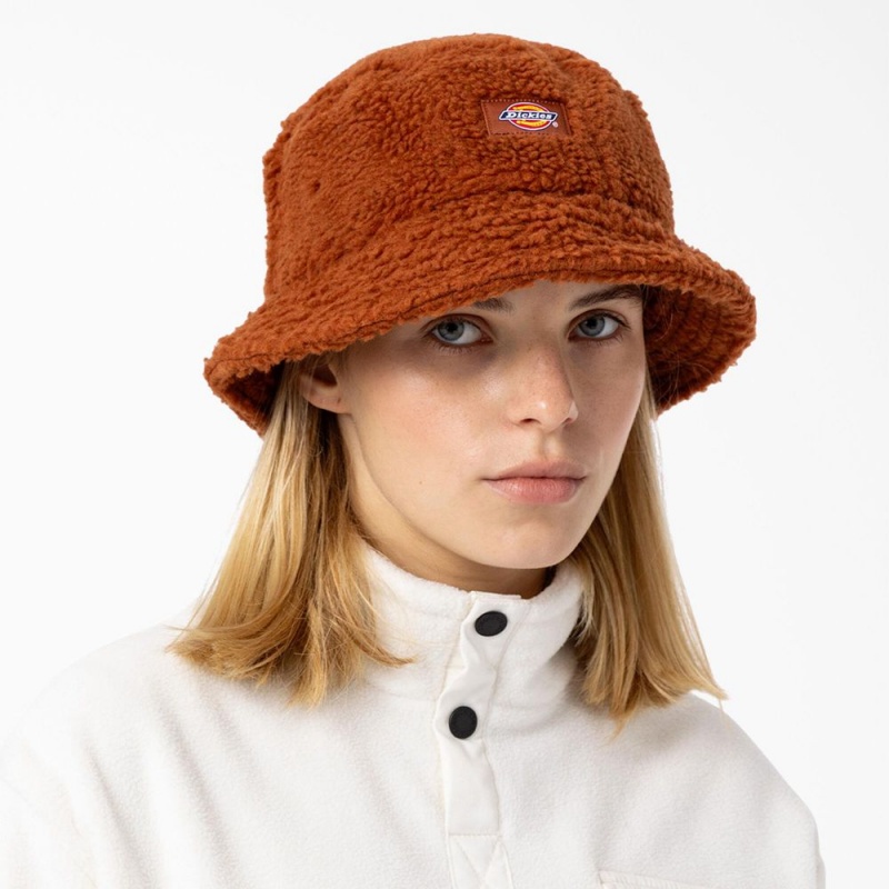 Men's Dickies Red Chute Fleece Bucket Hat Brown | 726583MRP