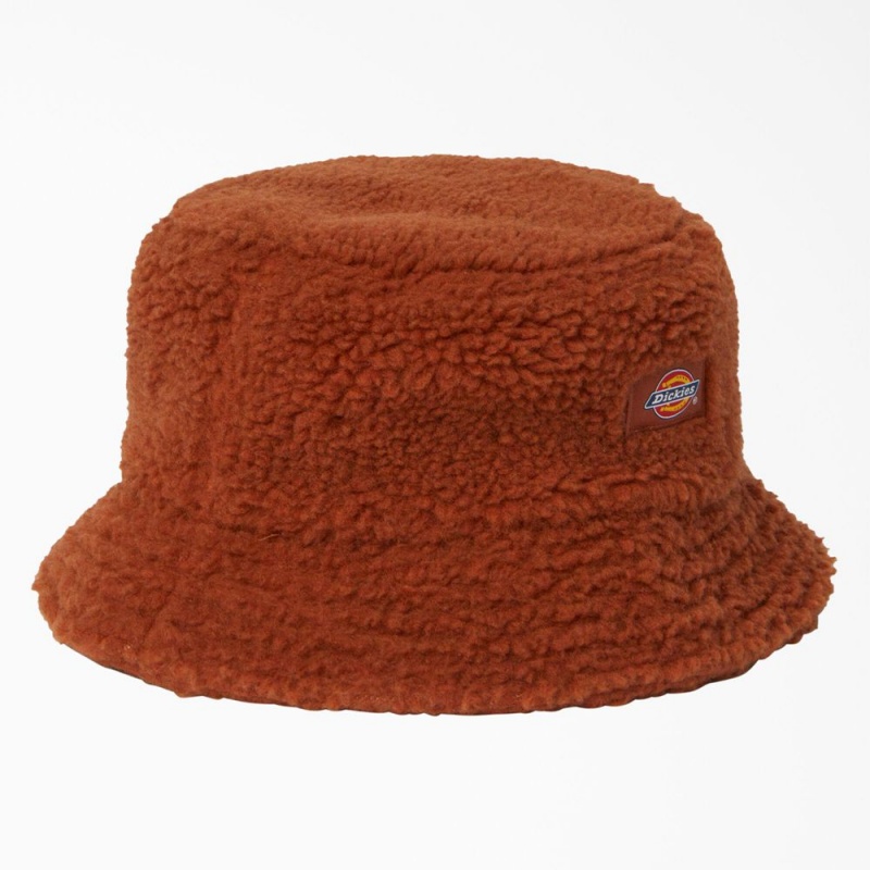 Men\'s Dickies Red Chute Fleece Bucket Hat Brown | 726583MRP