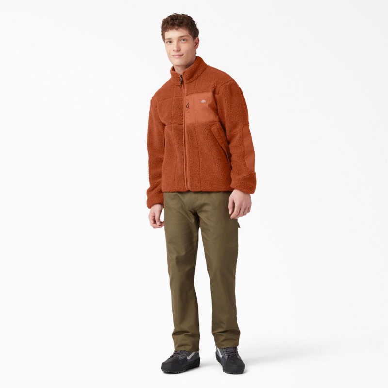 Men's Dickies Red Chute Fleece Jacket Orange | 285943VPE