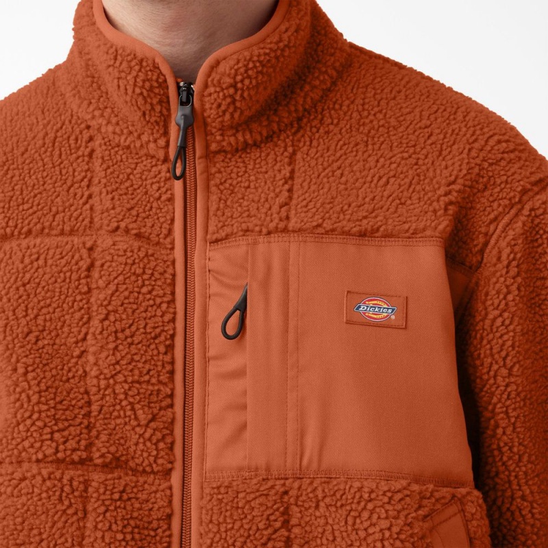 Men's Dickies Red Chute Fleece Jacket Orange | 285943VPE