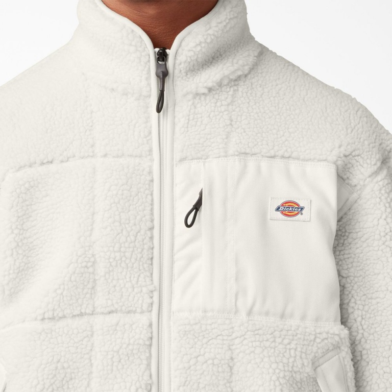 Men's Dickies Red Chute Fleece Jacket White | 491078YRM