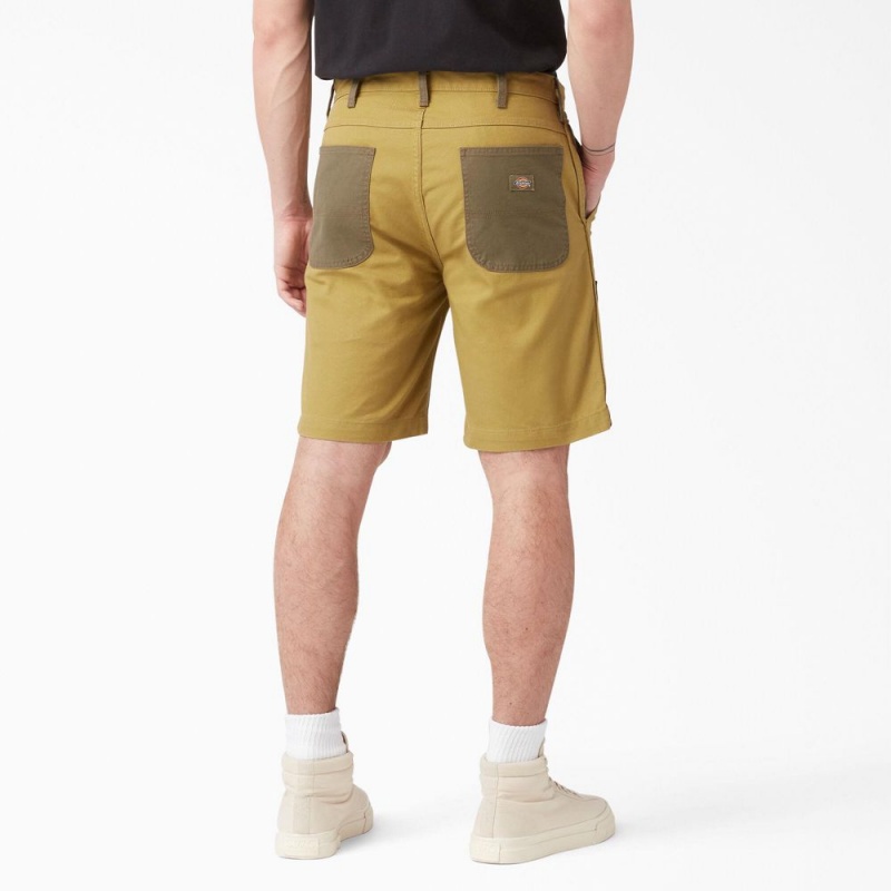 Men's Dickies Regular Fit Contrast Chap Front Shorts Yellow | 931862THP