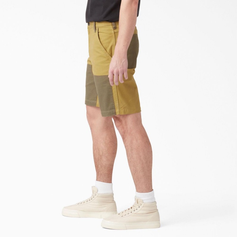 Men's Dickies Regular Fit Contrast Chap Front Shorts Yellow | 931862THP