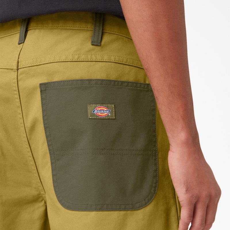 Men's Dickies Regular Fit Contrast Chap Front Shorts Yellow | 931862THP