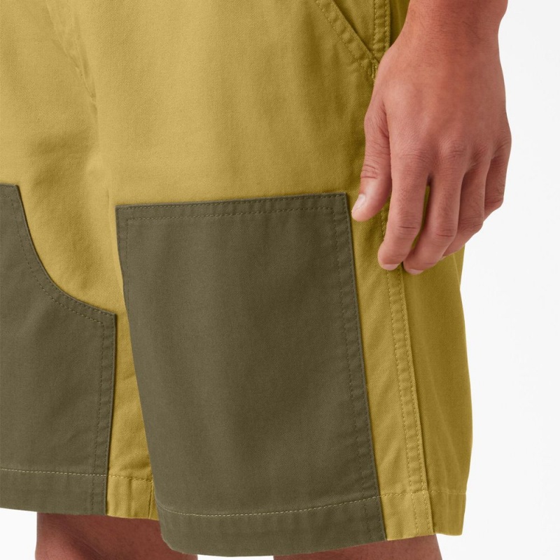 Men's Dickies Regular Fit Contrast Chap Front Shorts Yellow | 931862THP