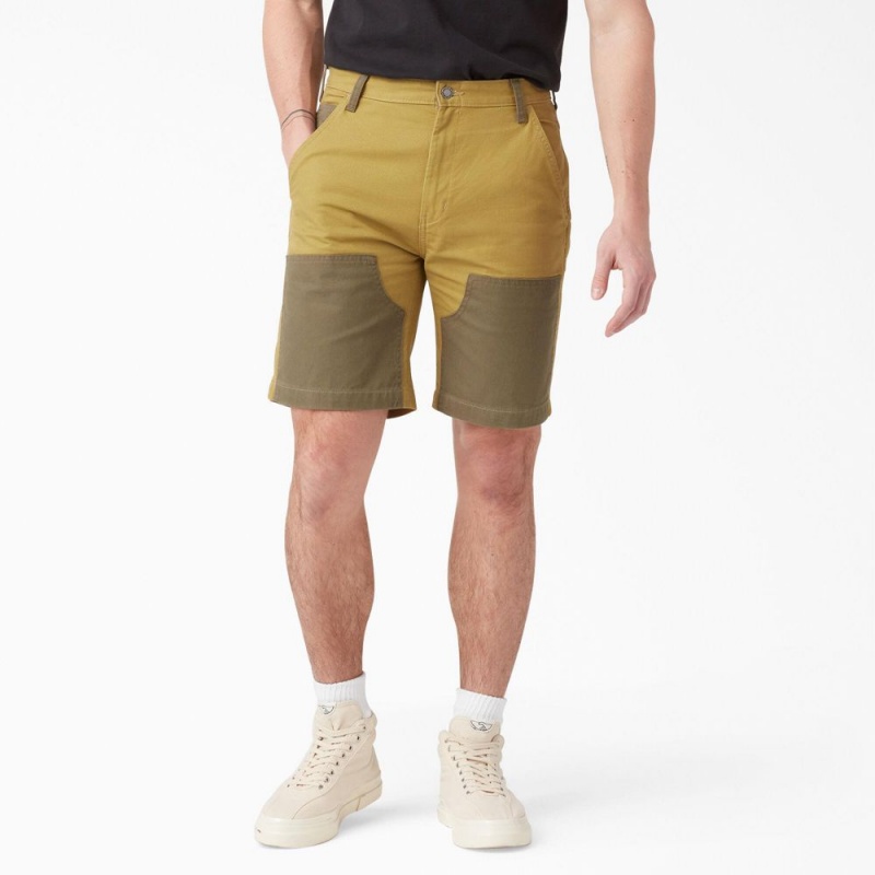 Men\'s Dickies Regular Fit Contrast Chap Front Shorts Yellow | 931862THP