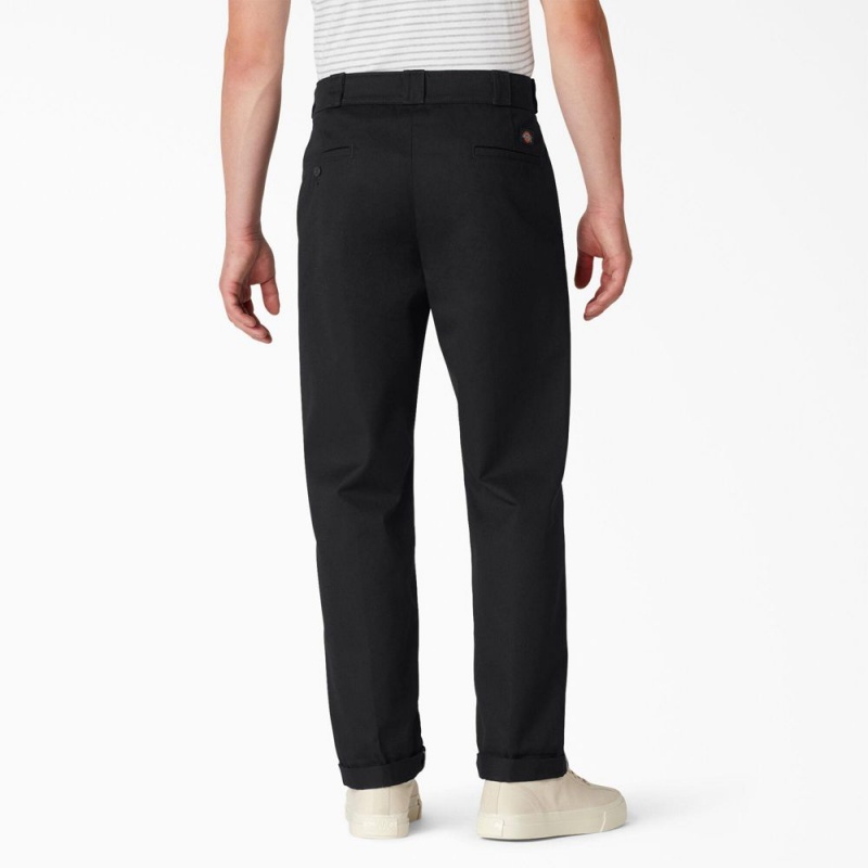 Men's Dickies Regular Fit Cuffed Work Pants Black | 150348KAN