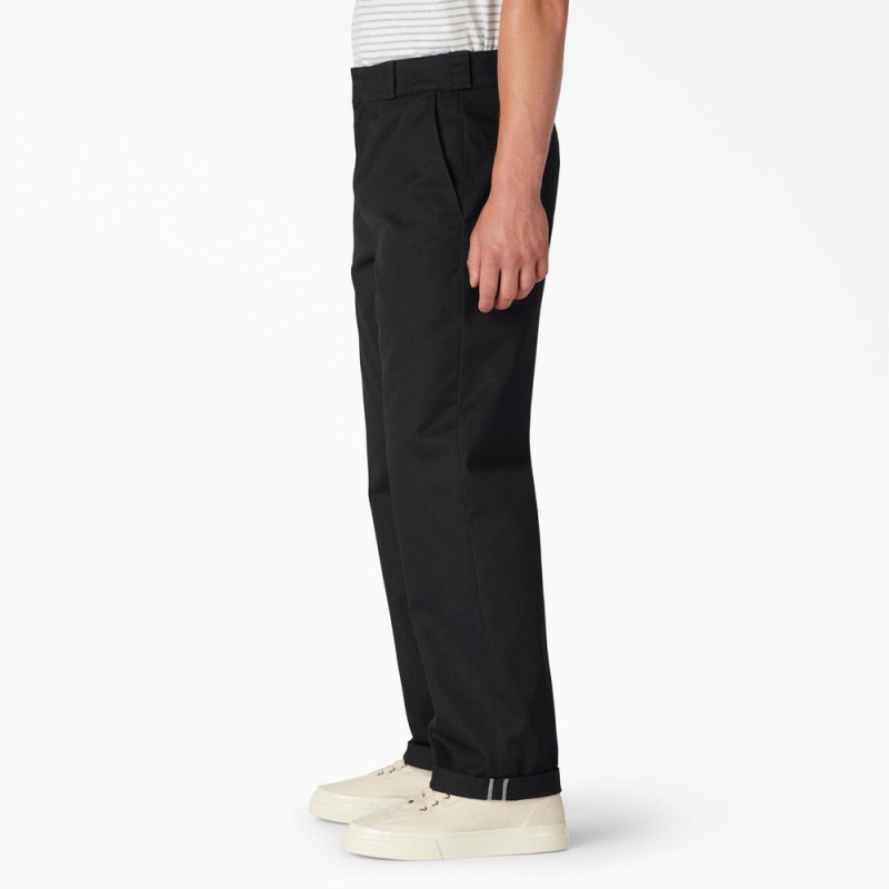 Men's Dickies Regular Fit Cuffed Work Pants Black | 150348KAN