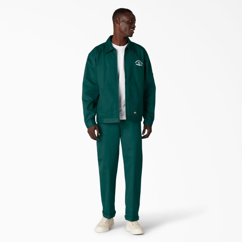 Men's Dickies Regular Fit Cuffed Work Pants Green | 549762IXR