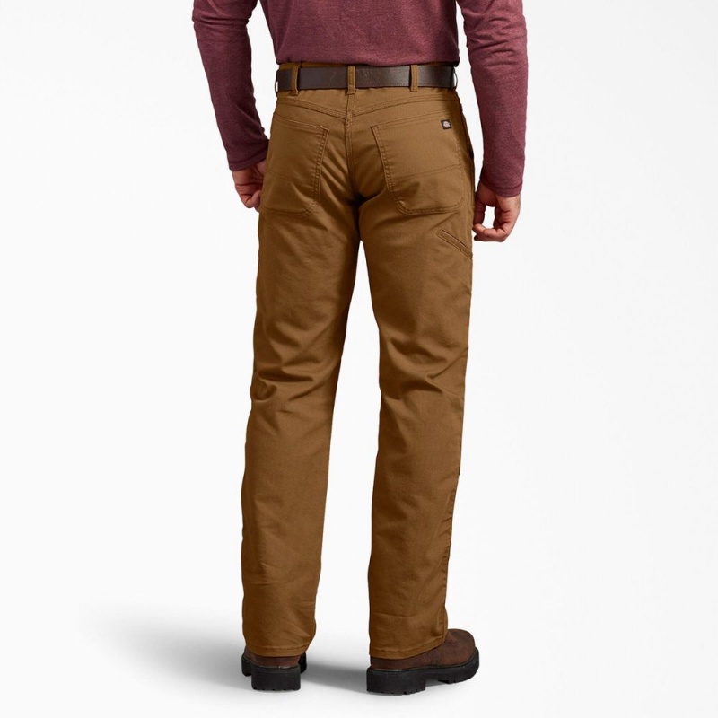 Men's Dickies Regular Fit Duck Double Knee Pants Brown | 847069YSG