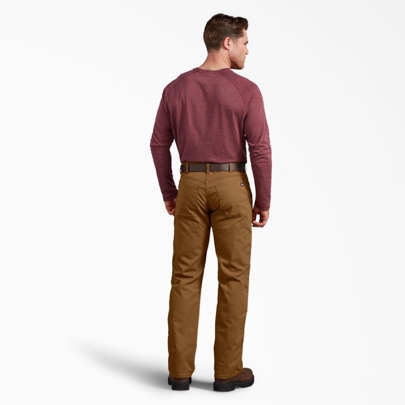 Men's Dickies Regular Fit Duck Double Knee Pants Brown | 847069YSG