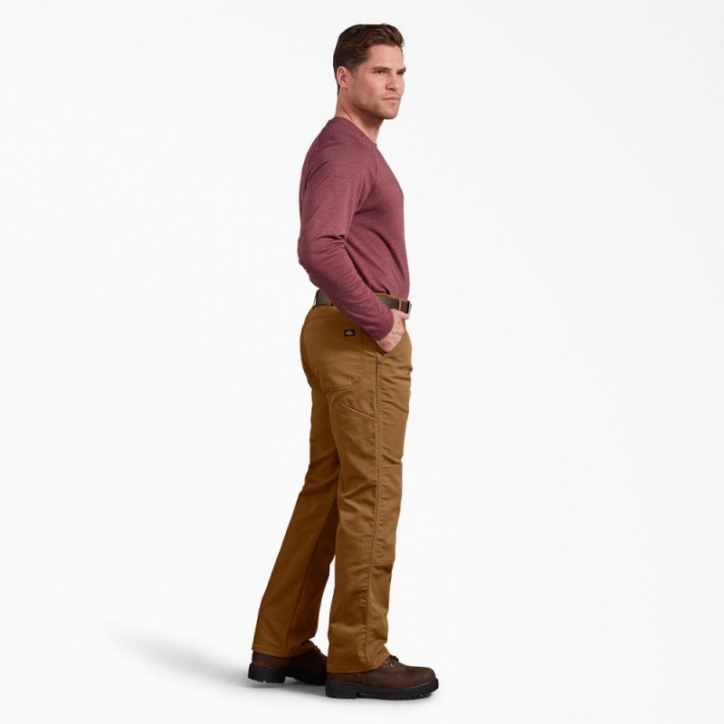 Men's Dickies Regular Fit Duck Double Knee Pants Brown | 847069YSG