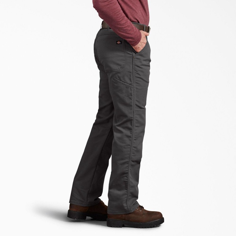 Men's Dickies Regular Fit Duck Double Knee Pants Grey | 350684GJQ