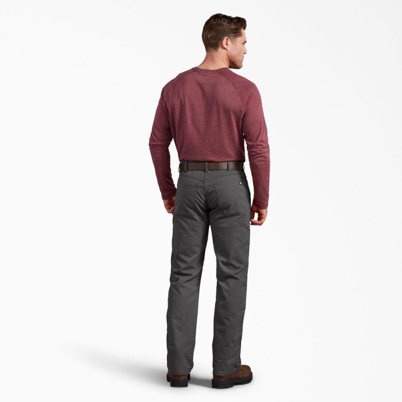 Men's Dickies Regular Fit Duck Double Knee Pants Grey | 350684GJQ