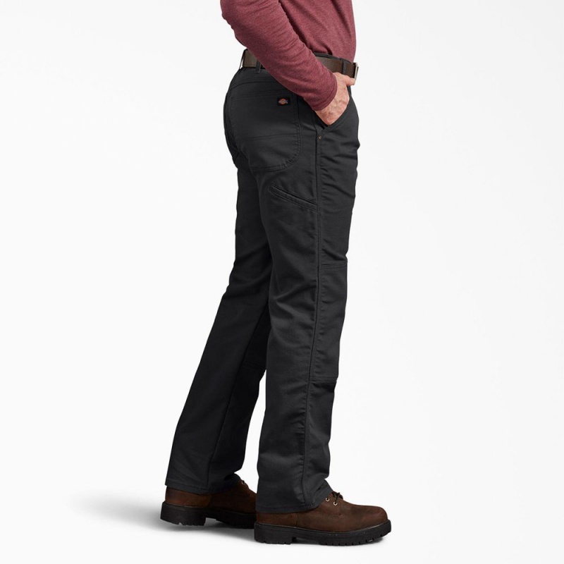 Men's Dickies Regular Fit Duck Double Knee Pants Black | 927468LAK