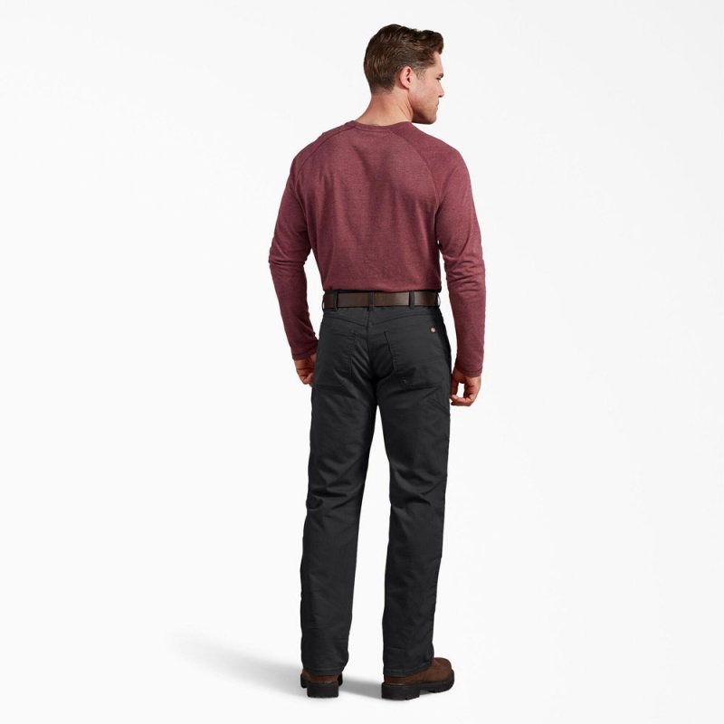 Men's Dickies Regular Fit Duck Double Knee Pants Black | 927468LAK