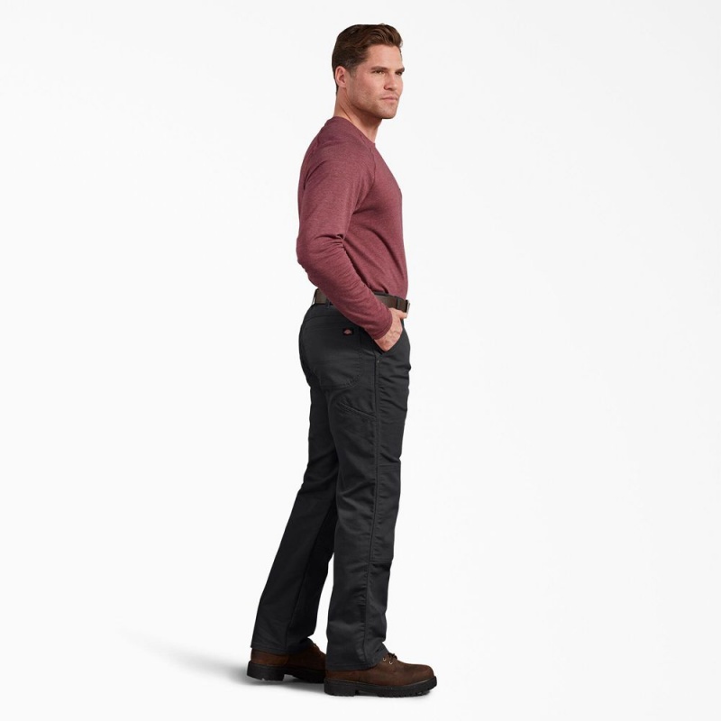 Men's Dickies Regular Fit Duck Double Knee Pants Black | 927468LAK