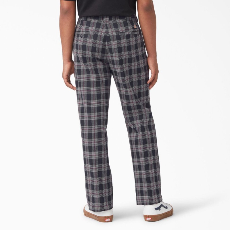 Men's Dickies Regular Fit Plaid Pants Black | 529807PXR