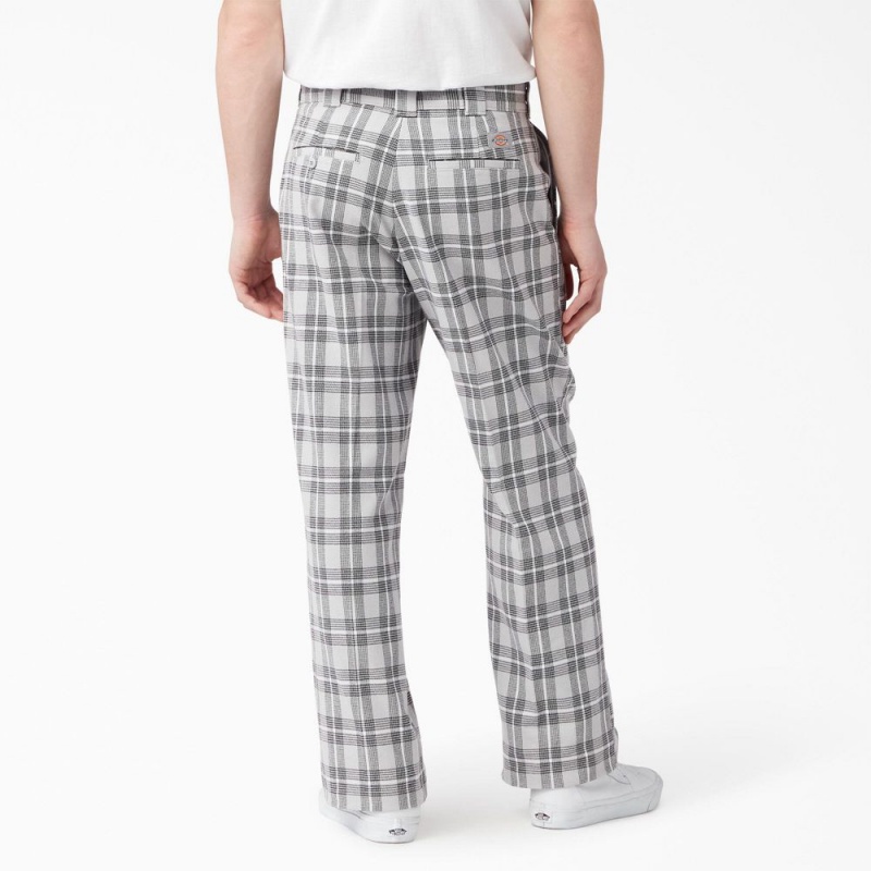 Men's Dickies Regular Fit Plaid Pants Grey | 273659VKC