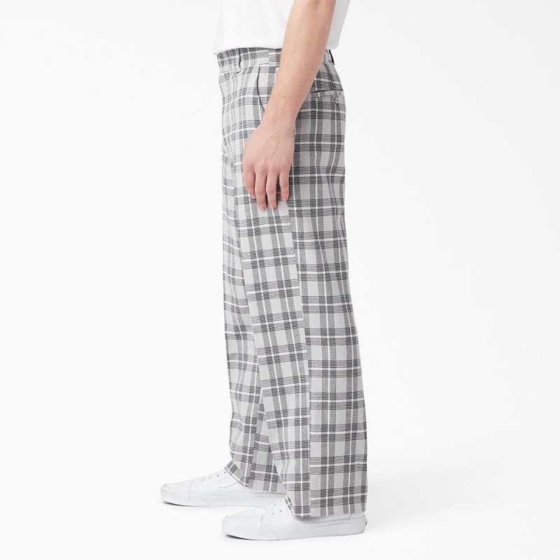 Men's Dickies Regular Fit Plaid Pants Grey | 273659VKC