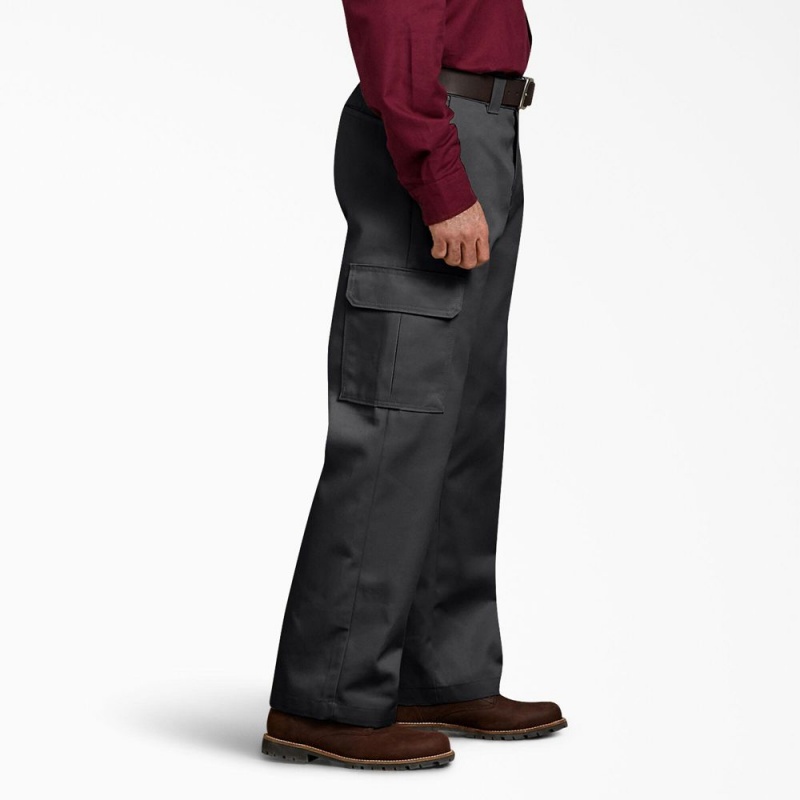 Men's Dickies Relaxed Fit Cargo Work Pants Black | 217859KBW