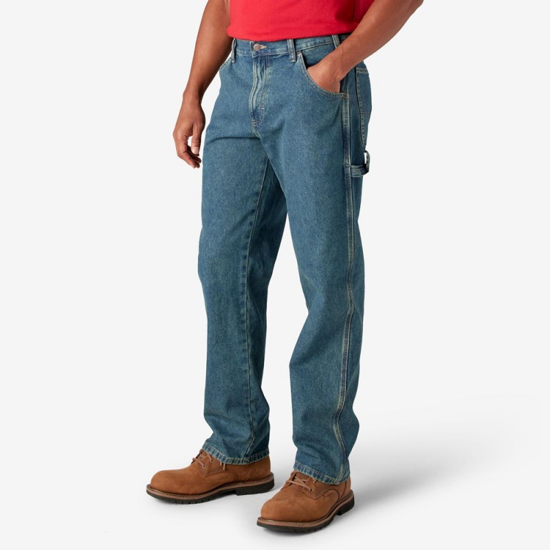 Men's Dickies Relaxed Fit Carpenter Jeans Blue | 238401JAK