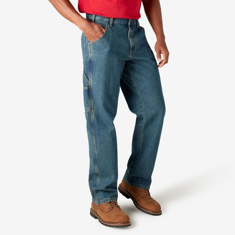 Men's Dickies Relaxed Fit Carpenter Jeans Blue | 238401JAK