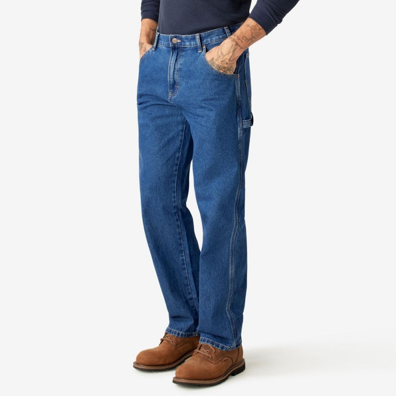 Men's Dickies Relaxed Fit Carpenter Jeans Blue | 496032OLN