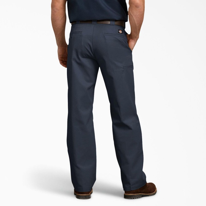 Men's Dickies Relaxed Fit Double Knee Work Pants Navy | 694017TUF