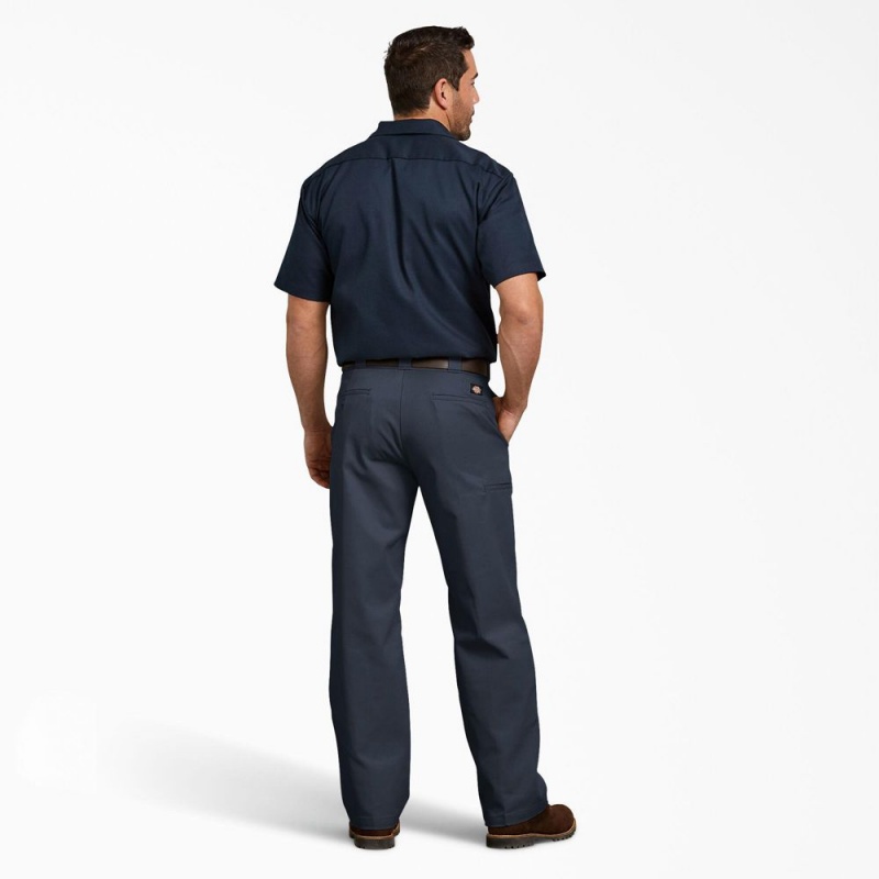 Men's Dickies Relaxed Fit Double Knee Work Pants Navy | 694017TUF