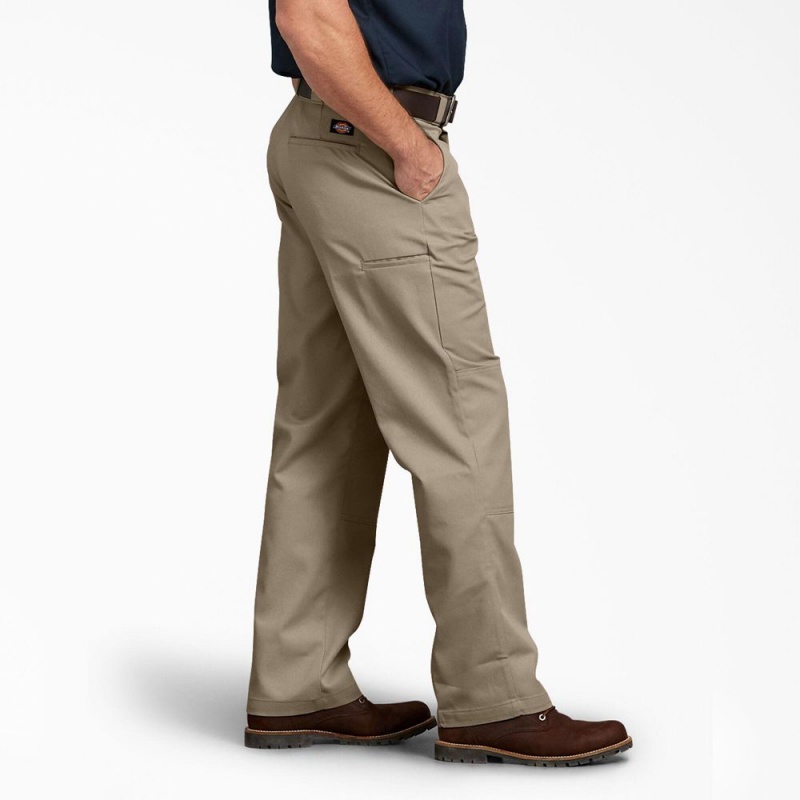 Men's Dickies Relaxed Fit Double Knee Work Pants Grey | 064573TDX