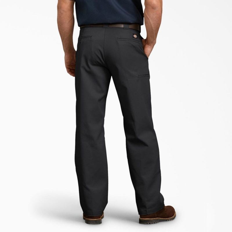 Men's Dickies Relaxed Fit Double Knee Work Pants Black | 968752MCF