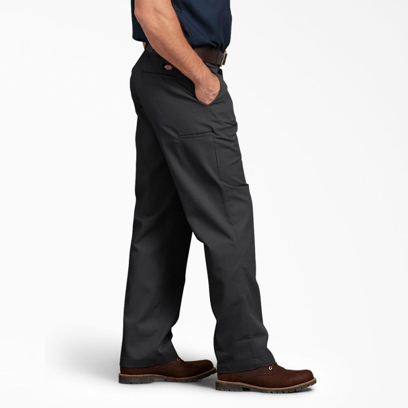 Men's Dickies Relaxed Fit Double Knee Work Pants Black | 968752MCF