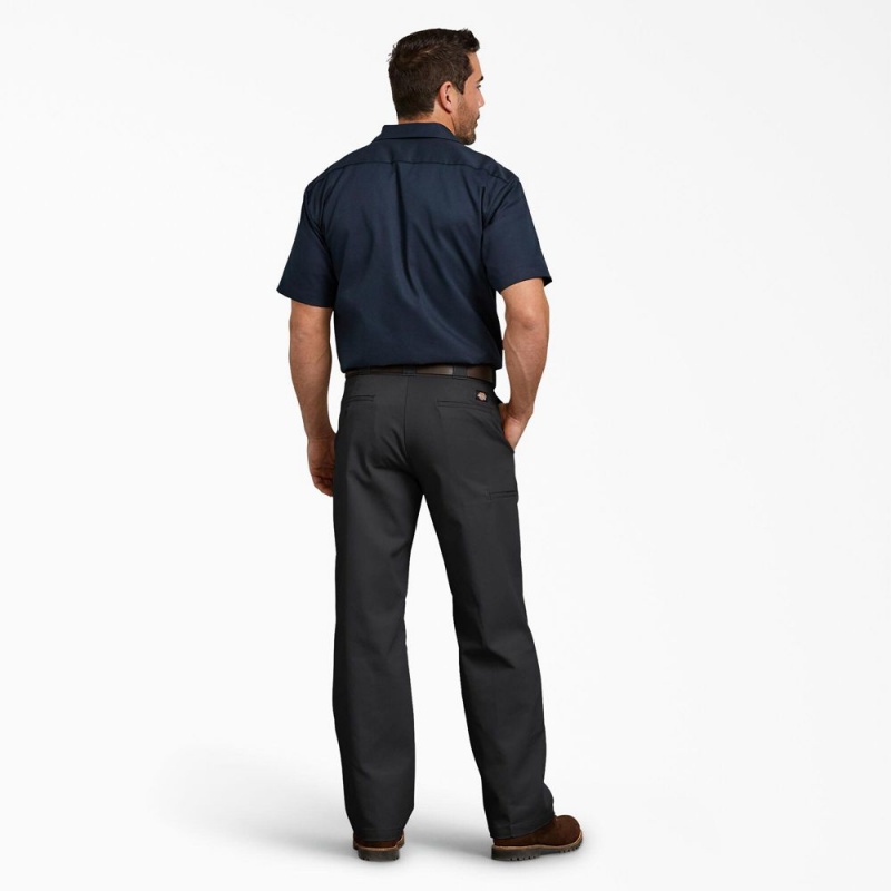 Men's Dickies Relaxed Fit Double Knee Work Pants Black | 968752MCF