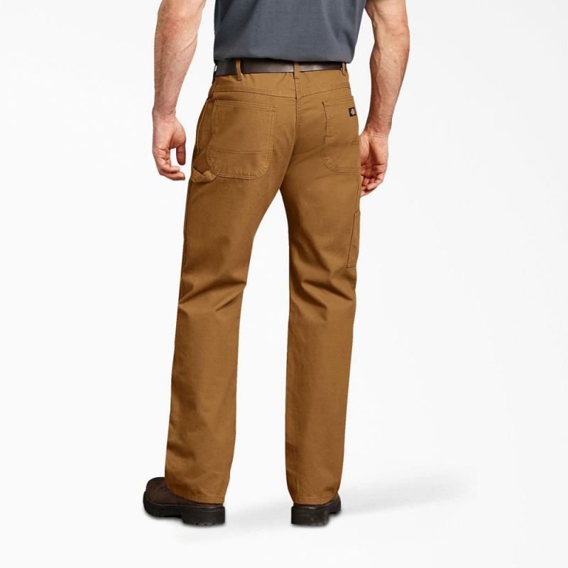 Men's Dickies Relaxed Fit Duck Carpenter Pants Brown | 574023WGU