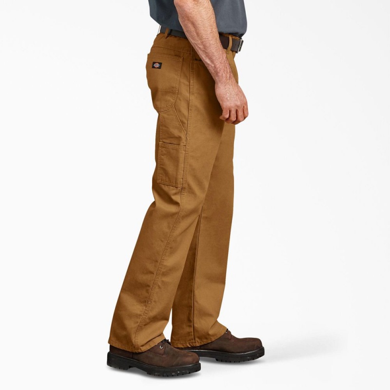 Men's Dickies Relaxed Fit Duck Carpenter Pants Brown | 574023WGU