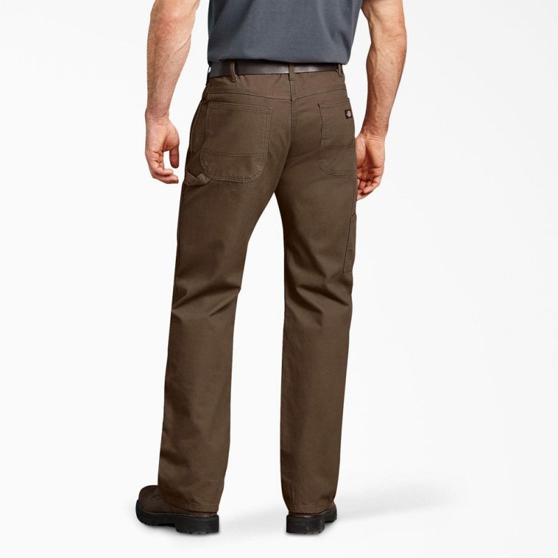 Men's Dickies Relaxed Fit Duck Carpenter Pants Brown | 246987BLC