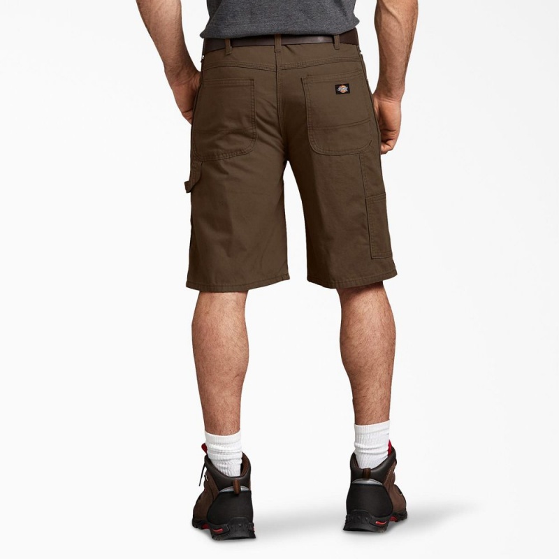 Men's Dickies Relaxed Fit Duck Carpenter Shorts Brown | 341270WZI