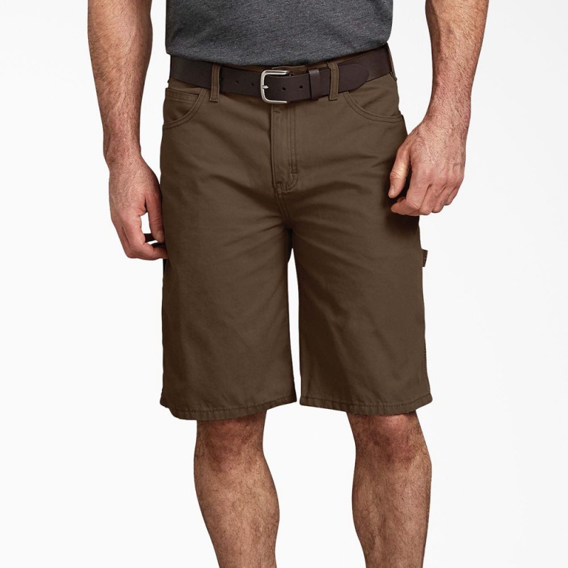 Men's Dickies Relaxed Fit Duck Carpenter Shorts Brown | 341270WZI