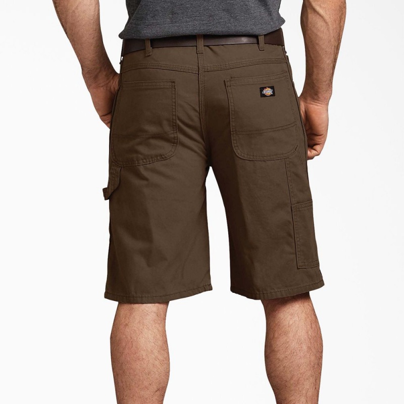 Men's Dickies Relaxed Fit Duck Carpenter Shorts Brown | 341270WZI