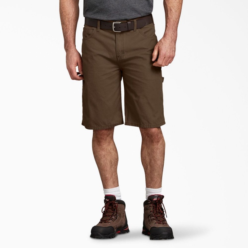 Men\'s Dickies Relaxed Fit Duck Carpenter Shorts Brown | 341270WZI